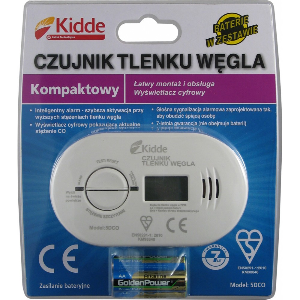 Czujnik tlenku węgla z wyświetlaczem 7DCO LCD (baterie w komplecie)