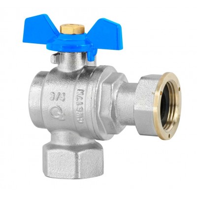 Zawór kulowy kątowy z śrubunkiem i dławicą gw Hiszpan PN30 DN15 1/2 cala