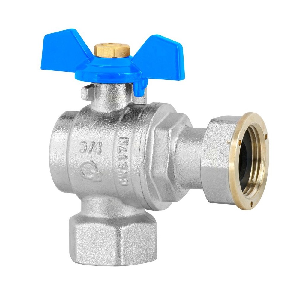 Zawór kulowy kątowy z śrubunkiem i dławicą gw Hiszpan PN30 DN15 1/2 cala