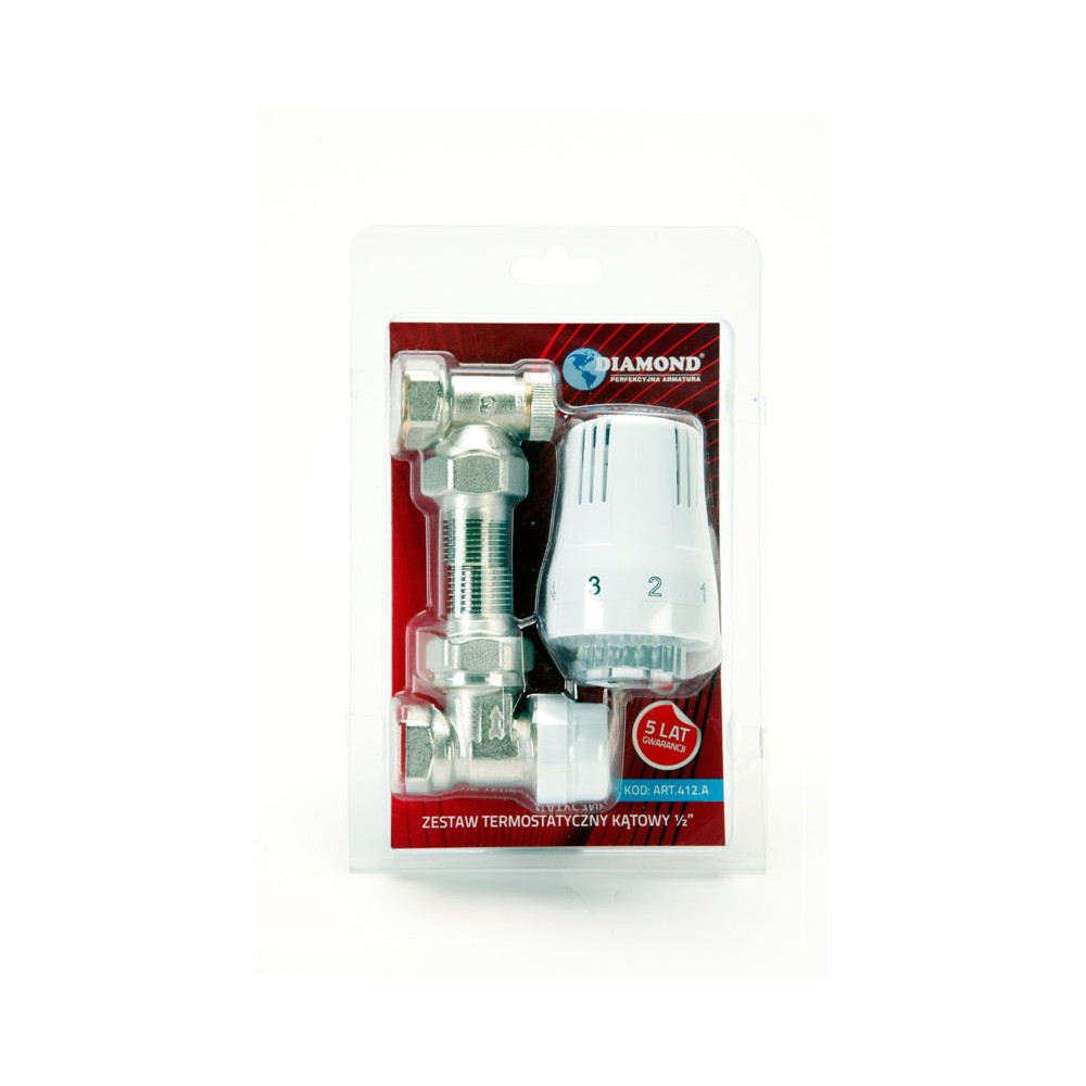 Zestaw termostatyczny kątowy DN15