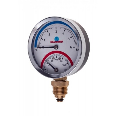 Termomanometr śr 80mm, 1-120 C, 0-6 bar, gwint 1/2"
