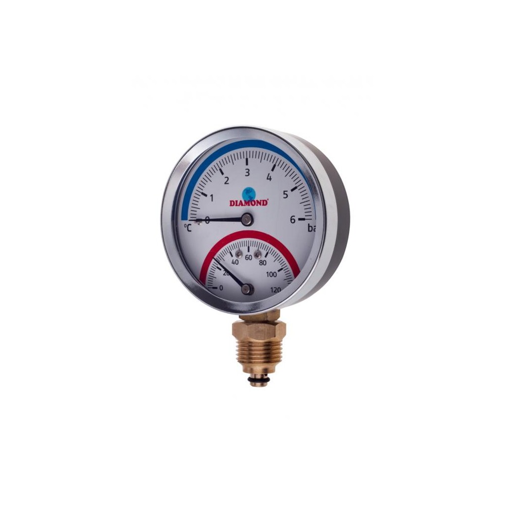 Termomanometr śr 80mm, 1-120 C, 0-6 bar, gwint 1/2"