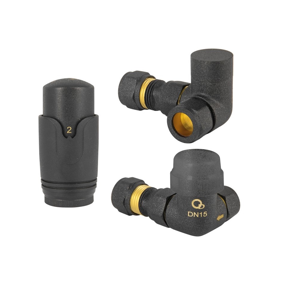 Zestaw termostatyczny osiowy z głowicą antracyt 1/2 cala DN15