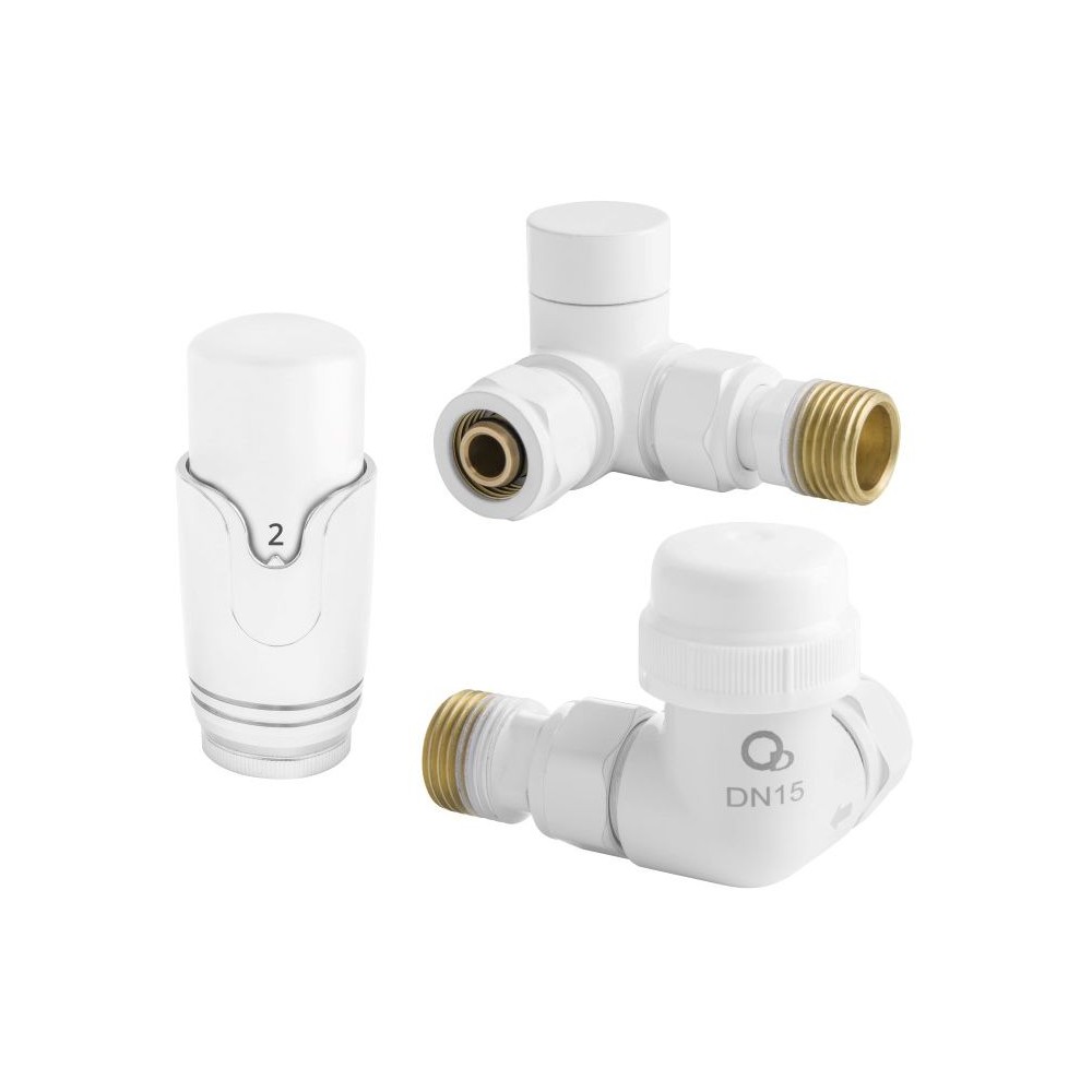 Zestaw termostatyczny osiowy z głowicą biały 1/2 cala DN15