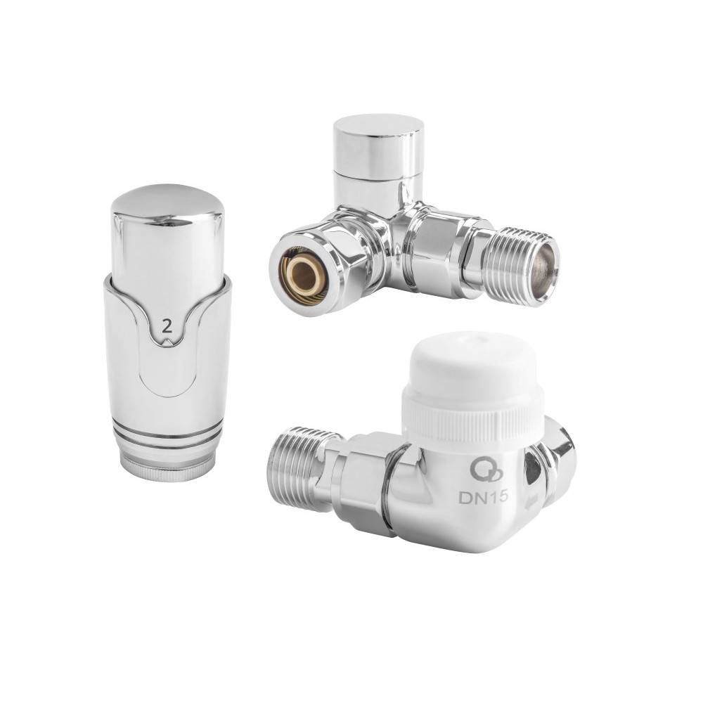 Zestaw termostatyczny osiowy z głowicą chrom 1/2 cala DN15