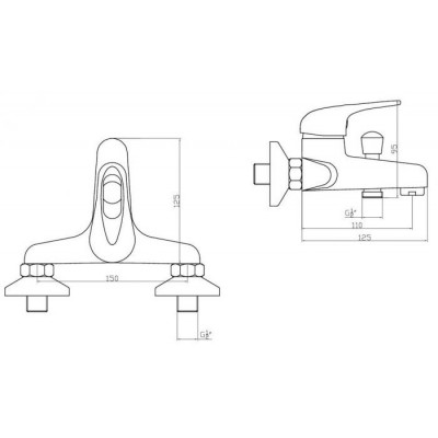 Bateria wannowa jednouchwytowa ścienna Fidżi