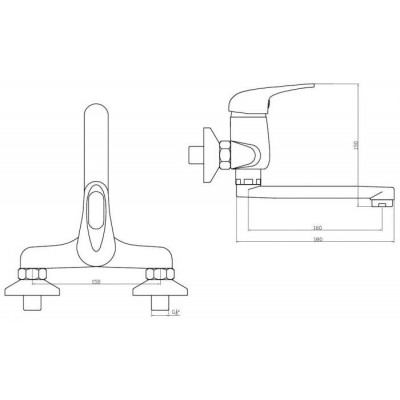Bateria umywalkowa jednouchwytowa ścienna Fidżi