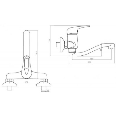 Bateria zlewozmywakowa jednouchwytowa ścienna Fidżi