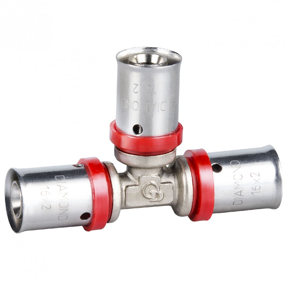 Trójnik pex press zaciskany redukcyjny 16x20x16