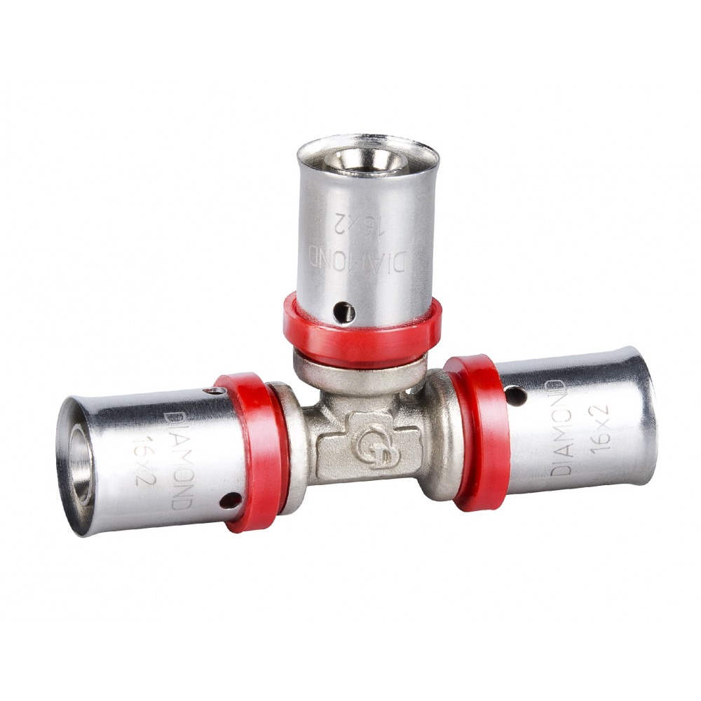 Trójnik pex press zaciskany redukcyjny 25x20x20