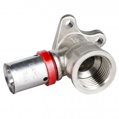 Kolano pex press zaciskane ścienne z gwintem wewnętrznym 20x1/2