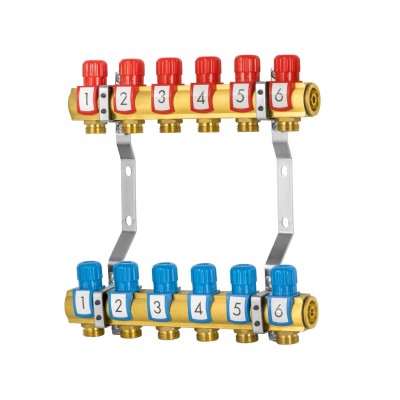 Kompletny rozdzielacz do C.O. z zaorami regulacyjnymi 4 obwodów