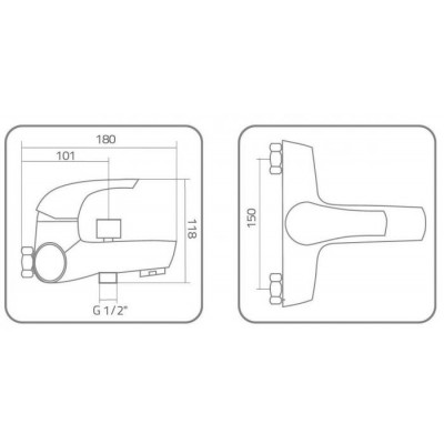 Bateria wannowa jednouchwytowa ścienna Ibiza