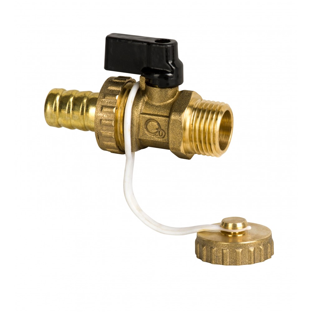 Zawór kulowy piecowy spustowy ze złączką i motylkiem DN15 [1/2]