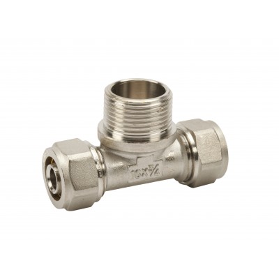 Trójnik pex skręcany z gwintem zewnętrznym 16x1/2x16