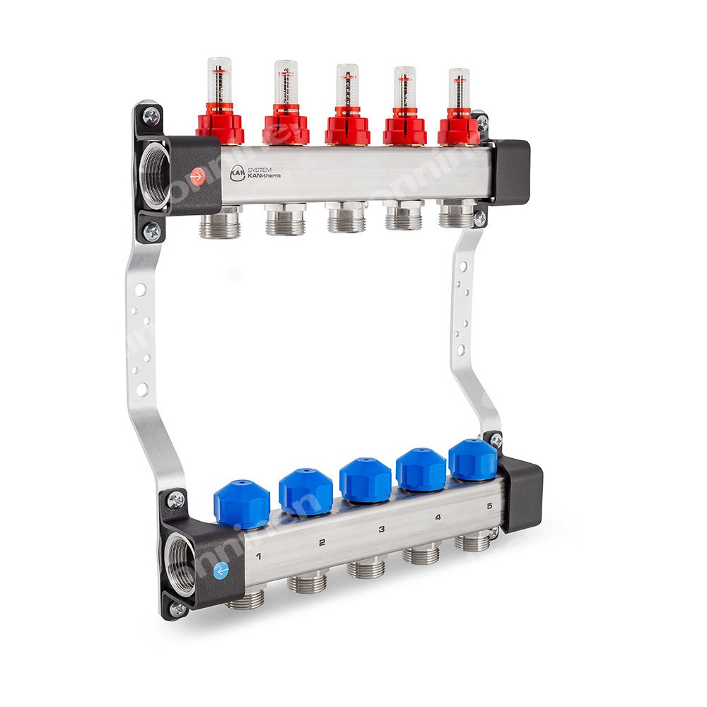 Rozdzielacz InoxFlow z zaworami do siłowników i przepływomierzami - 3 obwody