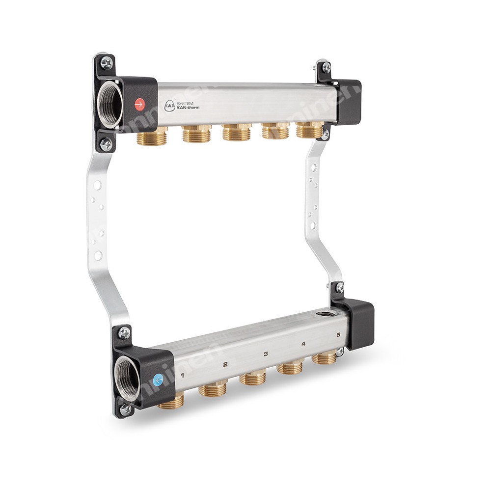 Rozdzielacz InoxFlow z nyplami do śrubunków (seria RNN) - 3 obwody