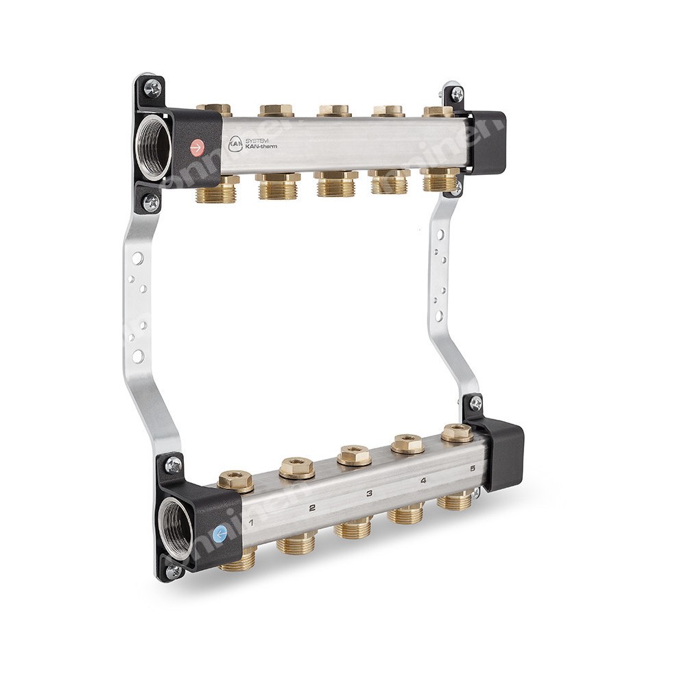 Rozdzielacz InoxFlow z zaworami odcinającymi (seria RVV) - 2 obwody