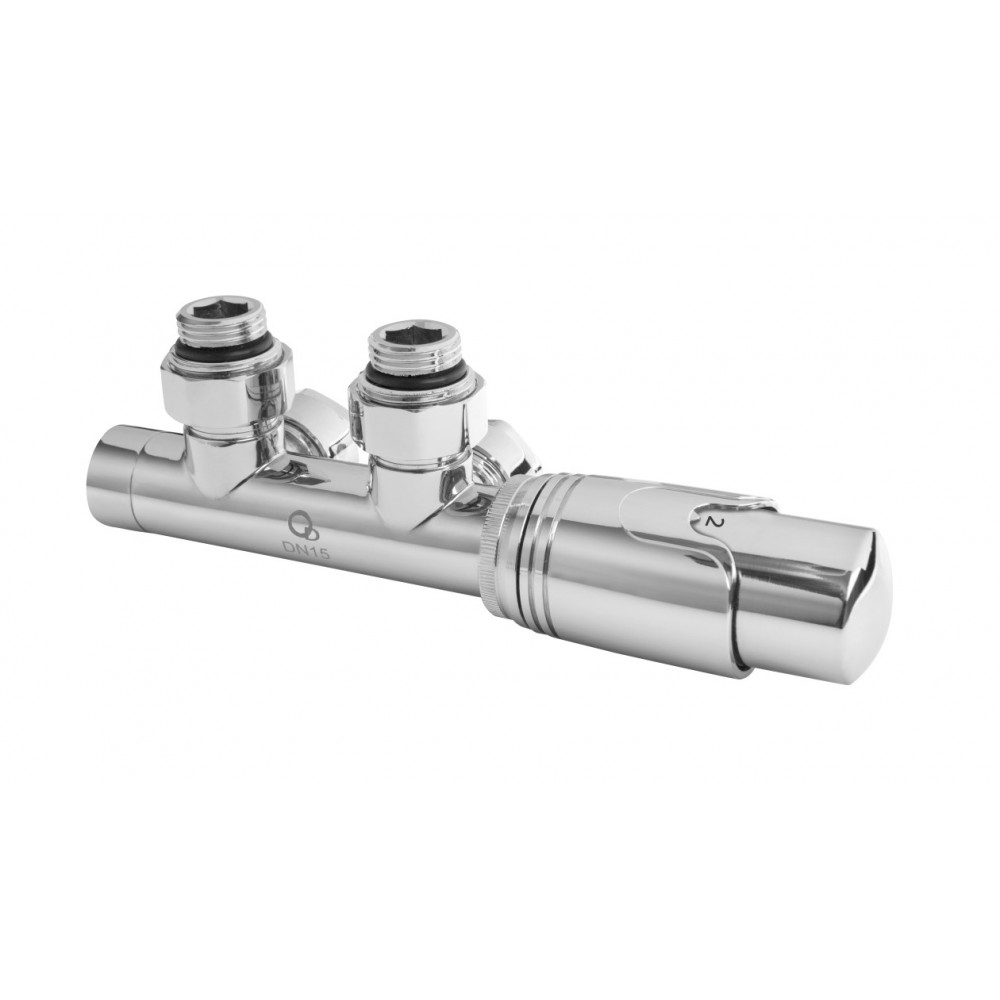 Zestaw termostatyczny zespolony kątowy chrom 1/2 cala DN 15